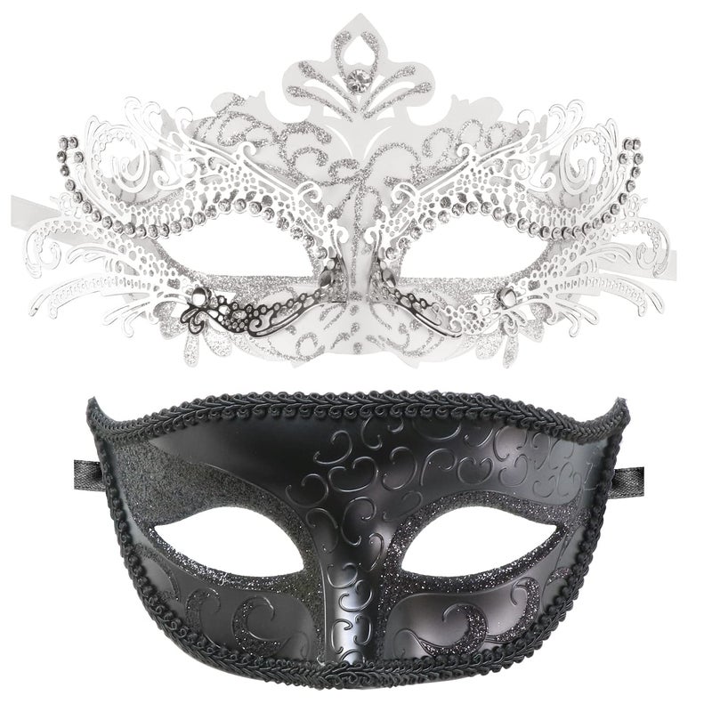 Coddsmz Couple Masquerade Mask Set Venetian Party Mardi Gras Halloween Costume Fancy Dress Mask for Women Men - Image 1